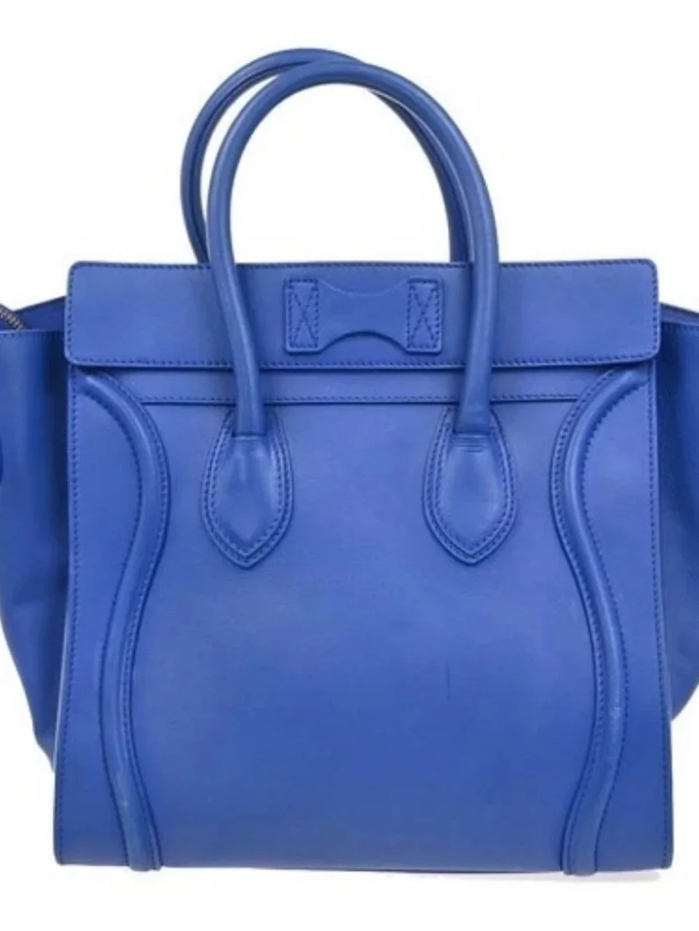 CELINE Luggage Mini Top Handle Tote Hand Bag Leather Blue GHW Italy 95RL900 - Picture 3 of 15